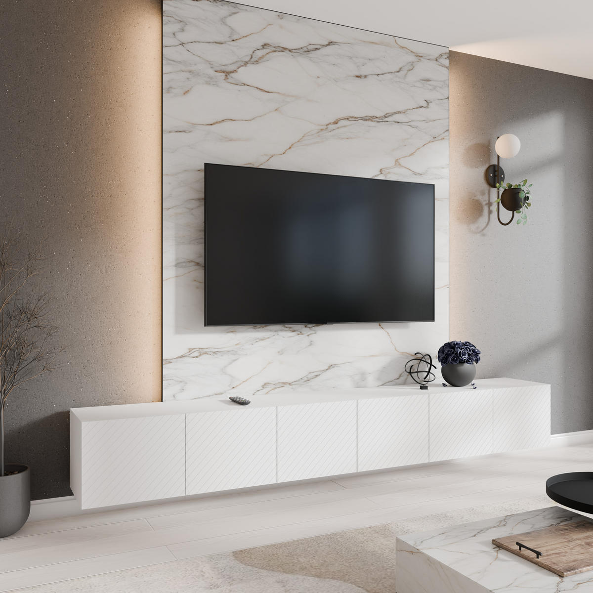 TV-SCHRANK KLER - Weiß, Holzwerkstoff (300/41/40cm) - Meblini