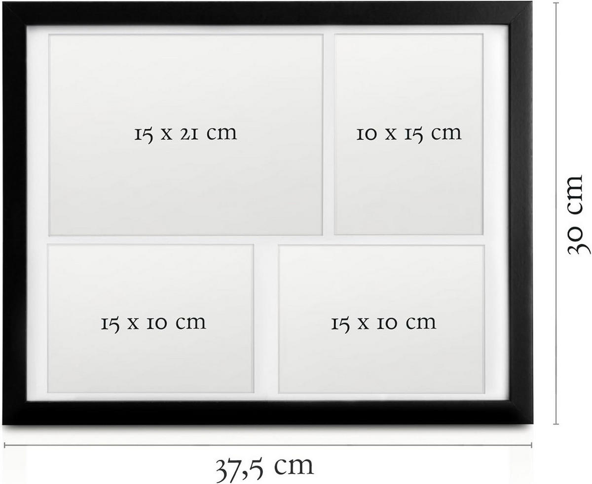 BILDERRAHMEN Galeria 15x21cm + 10x15cm Schwarz - Schwarz, Holzwerkstoff (30/2/37cm) - BoMoe
