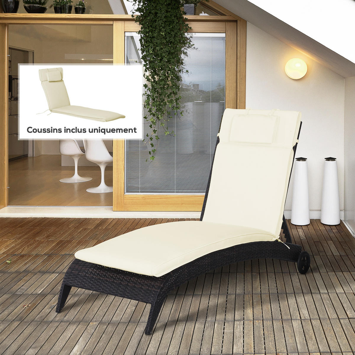 LIEGENAUFLAGE Creme 198/53/5 cm - Creme, Textil (198/5/53cm) - PANGIVO
