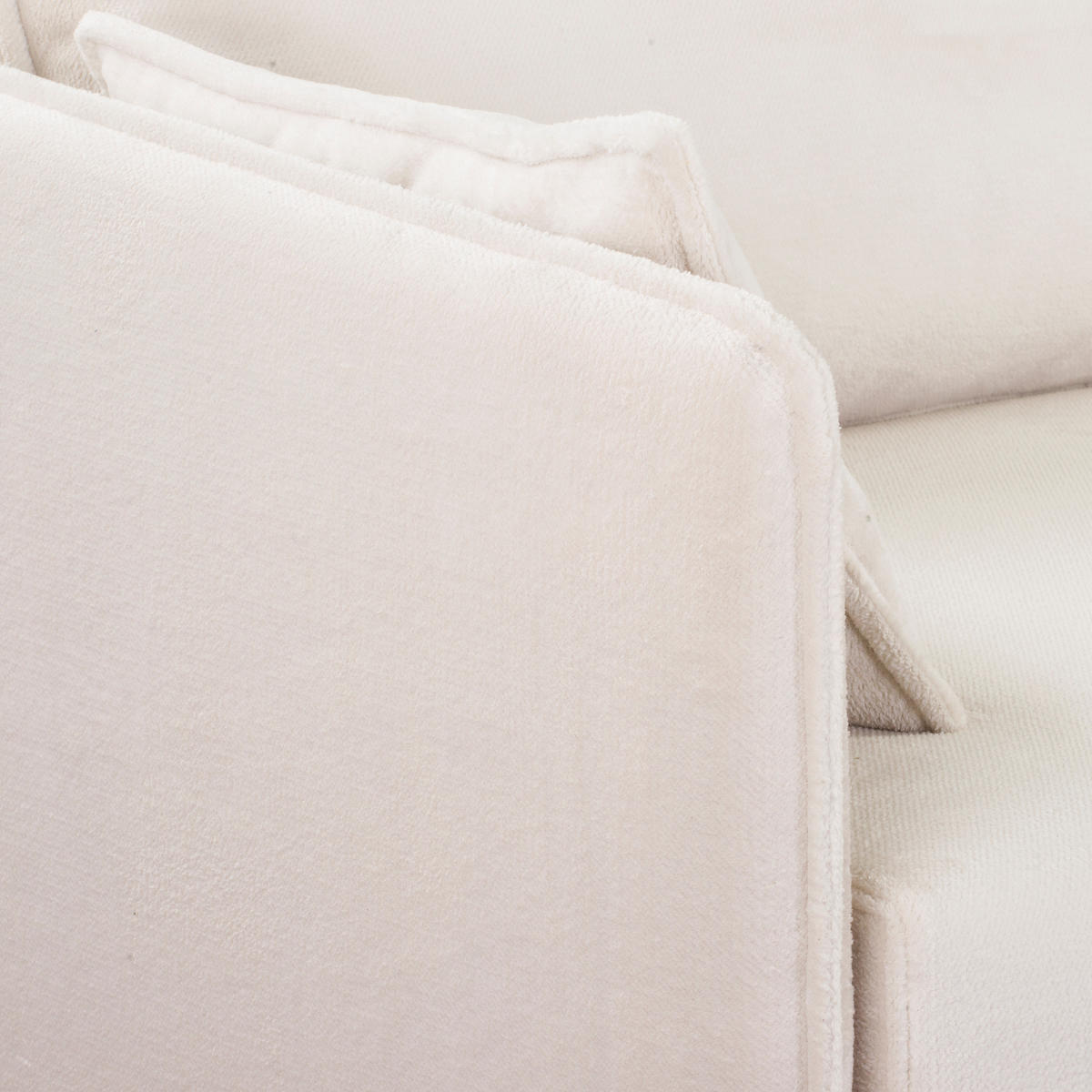 BETTSOFA ARNO Beige Plüsch-Stoff mit Schlaffunktion - Beige, Textil (102/97/216cm) - MASSENO