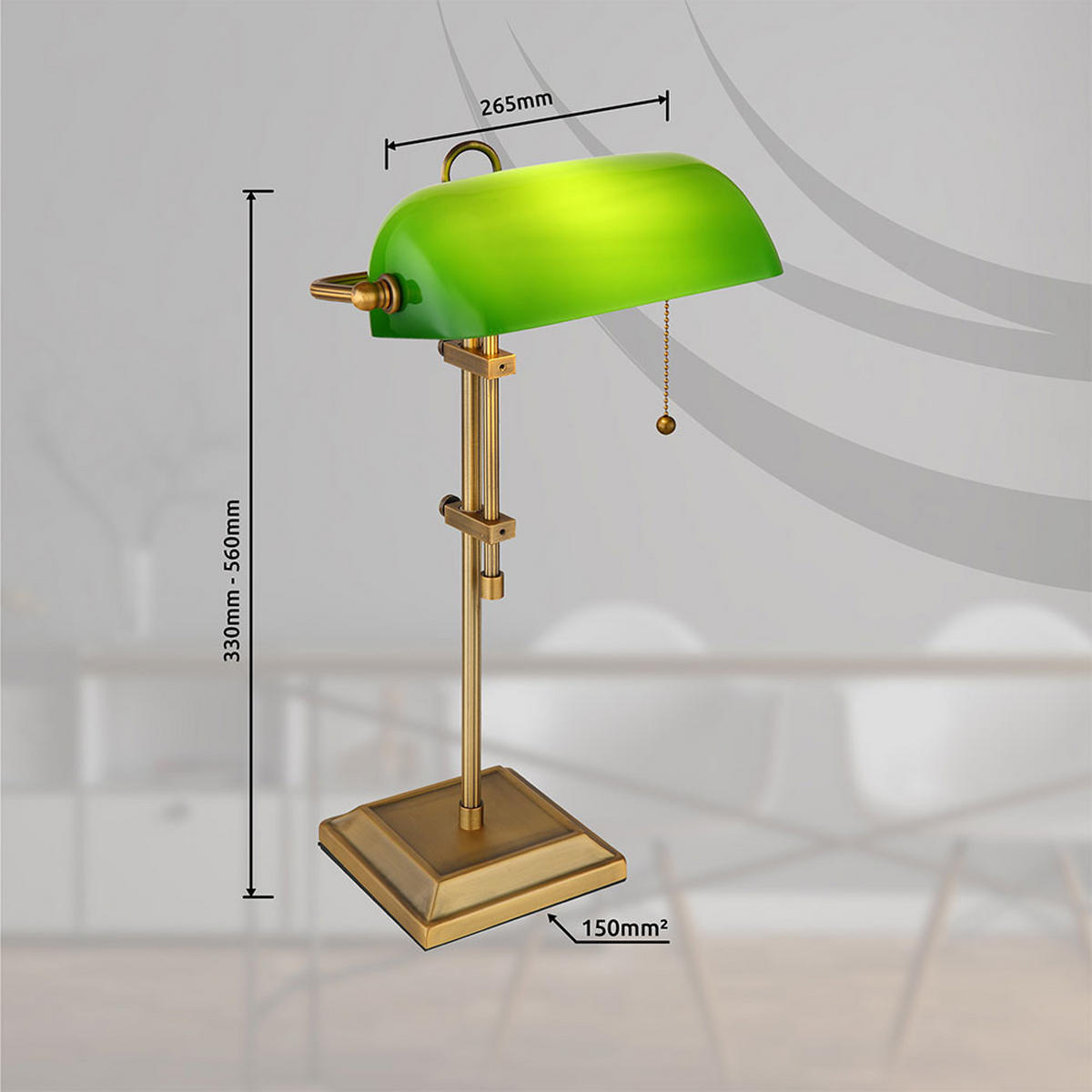 LED TISCHLEUCHTE Antique Grün Messing - Grün, Glas (26/26/33cm) - Globo Lighting