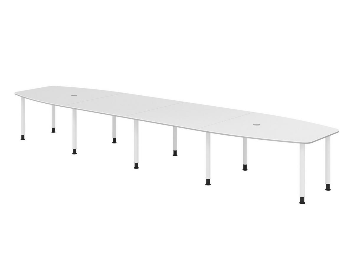 KONFERENZTISCH XXL KT52 130/520/74 cm in Weiß/Füße in Weiß - Weiß, Holzwerkstoff (130/520/74cm) - bümö