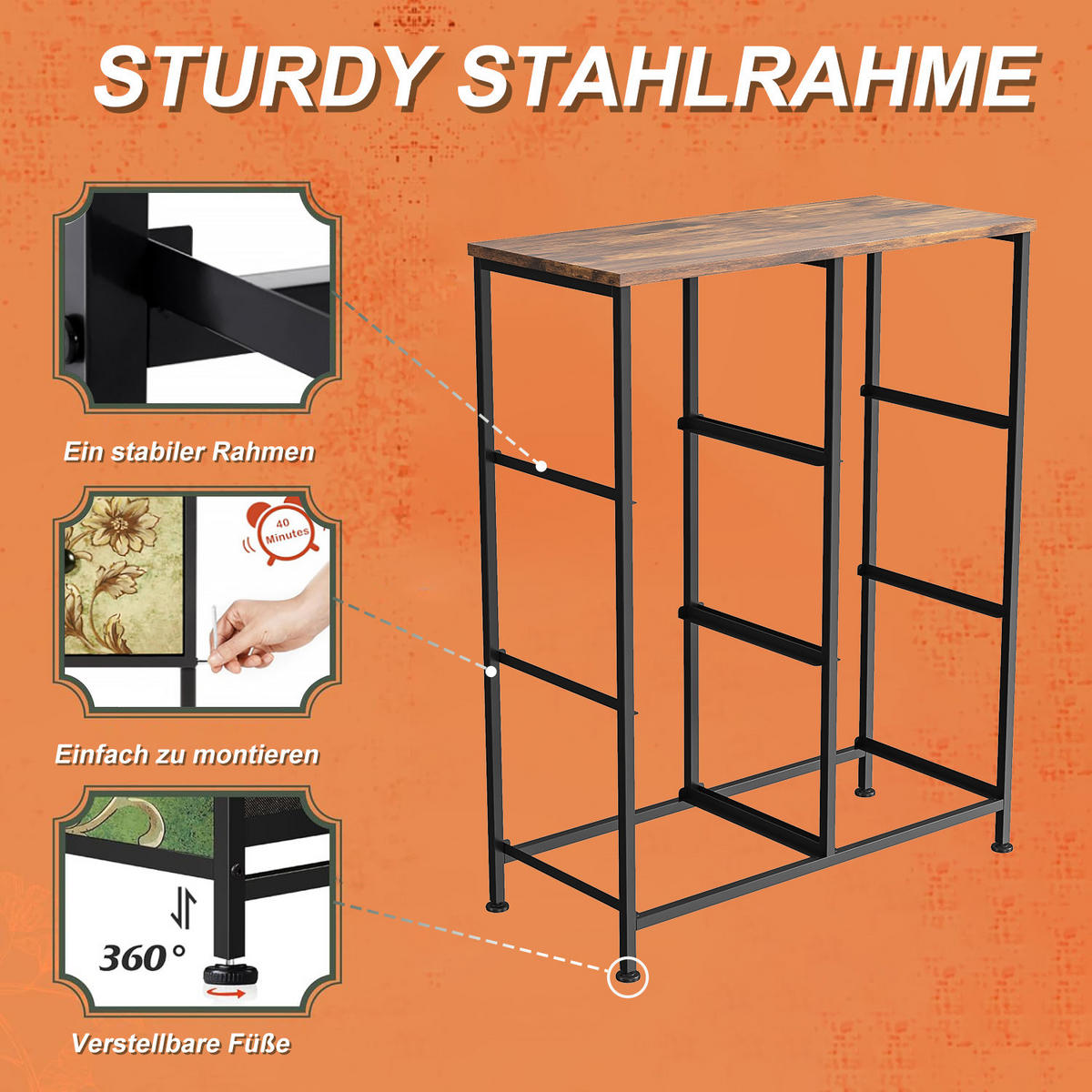 KOMMODE mit 6 Stoffschubladen, Sideboard für Küche, Büro, Flur - Multicolor, Holz (30/86.5/67.5cm)