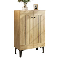 SCHUHSCHRANK 2 Türen Stauraum Mehrschichtige Böden Ablage - Naturfarben, Holzwerkstoff (31.5/95/60cm) - FLIEKS