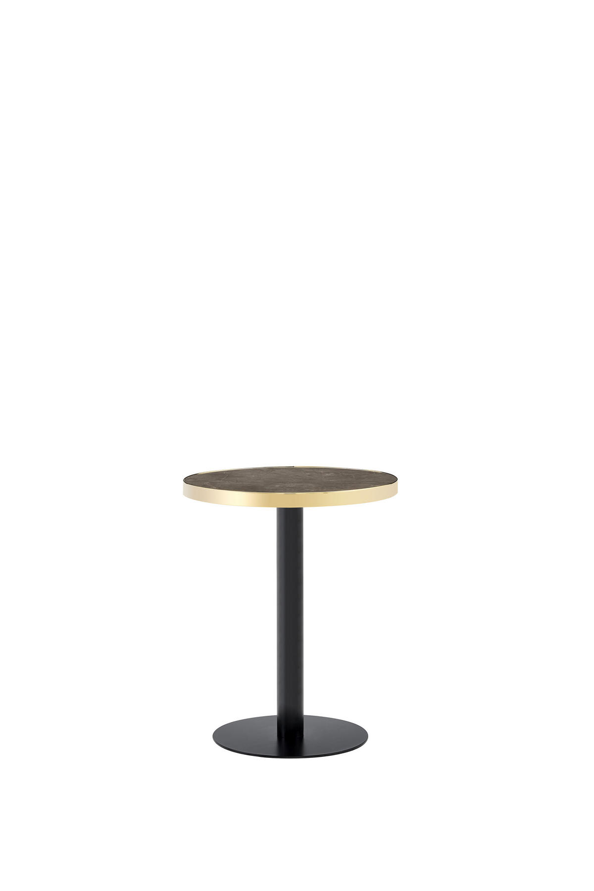 BEISTELLTISCH DE-37359 rund mit Marmoroptik und Goldrand Grau - Grau, Metall (60/60/74cm) - ComfortXL