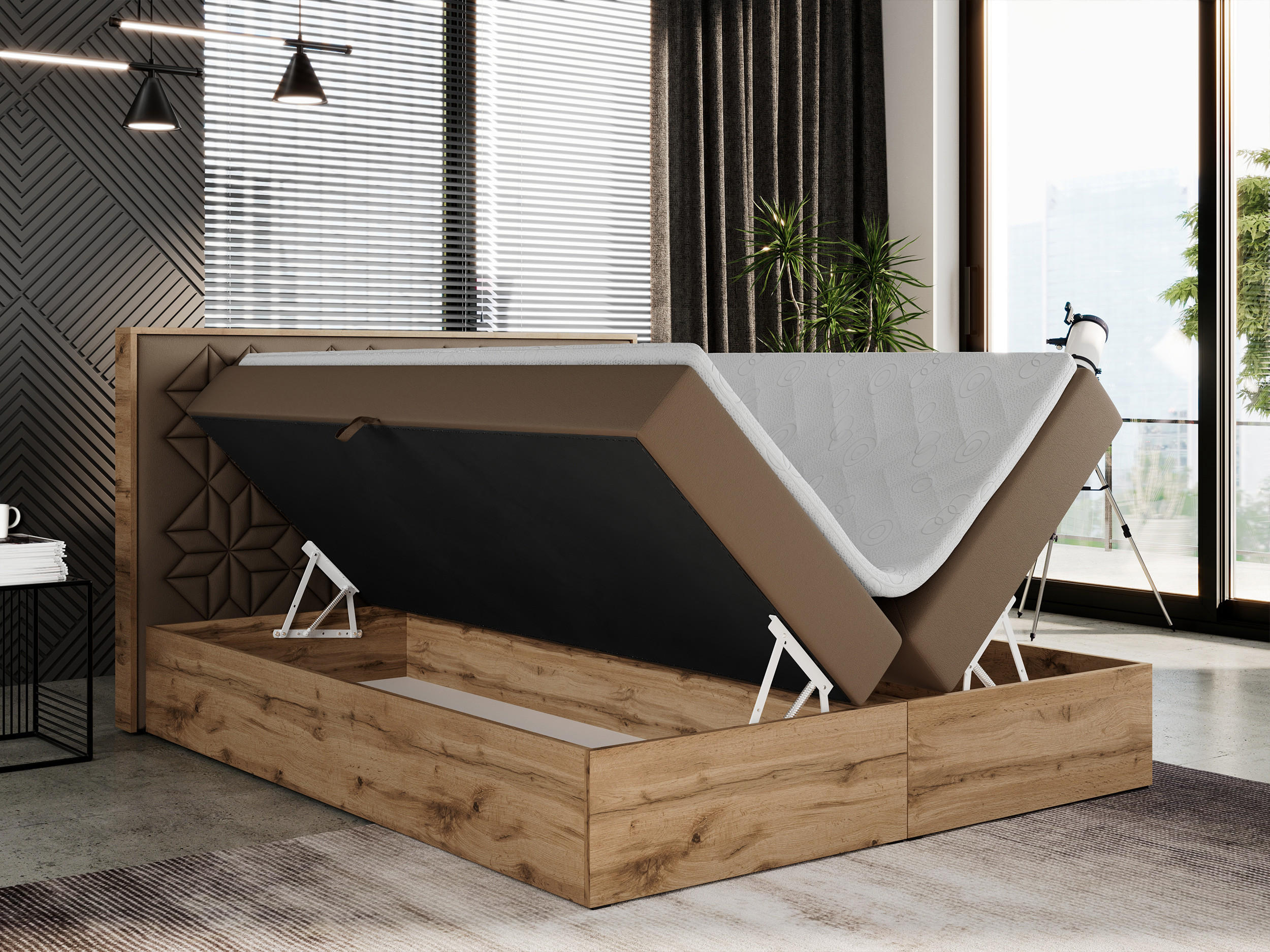 Thumbnail - MKS Boxbett, Braun, Textil, 2-Sitzer, H4, 7-Zonen, Rechteckig, 120x200 cm, Schlafzimmer, Betten, Boxspringbetten