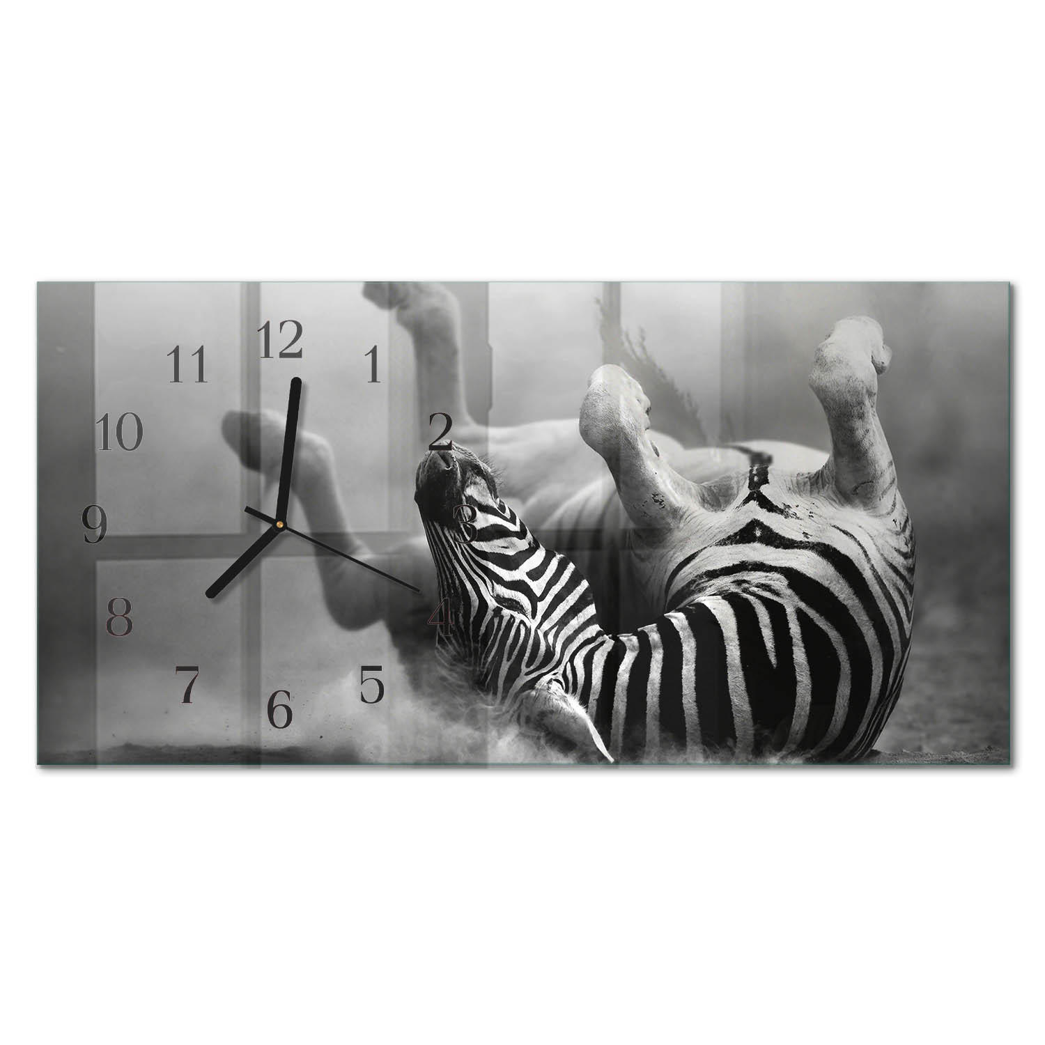 WANDUHR 60x30 cm - Blumenkunst - Schwarz, Glas (60/30/0.4cm) - TULUP