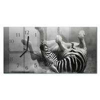 WANDUHR 60x30 cm - Blumenkunst - Schwarz, Glas (60/30/0.4cm) - TULUP