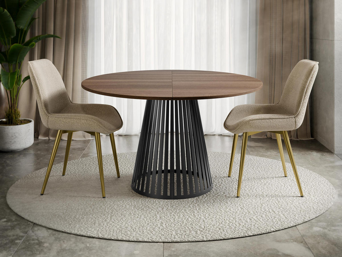 ESSTISCH ausziehbar Cone 100 - Nussbaumfarben/Schwarz, Holzwerkstoff/Metall (100/100/76cm) - MIRJAN24