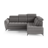 ECKSCHLAFSOFA Aurora II mit verstellbare Kopfstützen, Dunkelgrau, rechts - Dunkelgrau/Schwarz, Textil (266/204cm) - Beautysofa