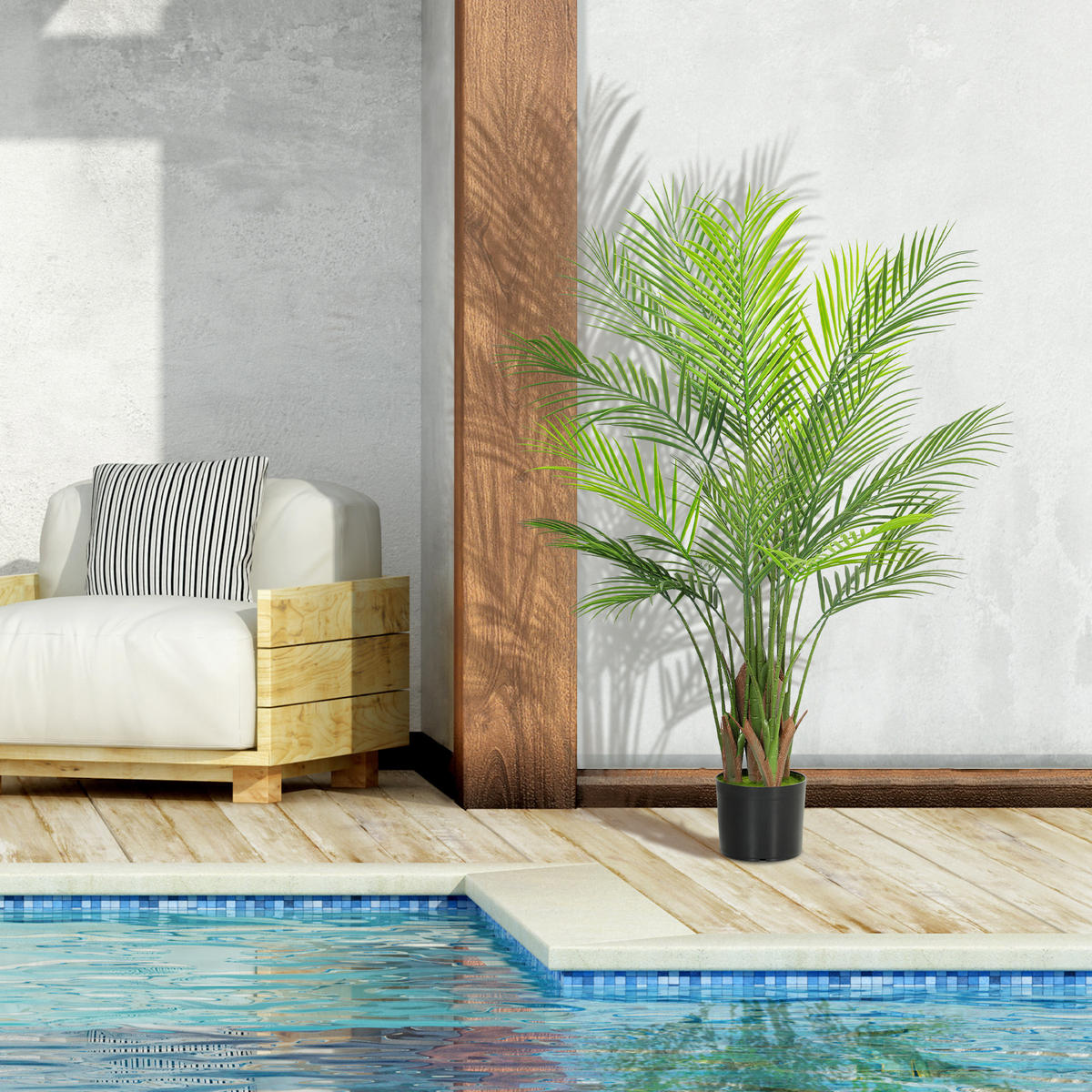 KUNSTPFLANZE DE-08589 Areca-Palme 120 cm im Topf Grün - Grün, Kunststoff (120cm) - ComfortXL