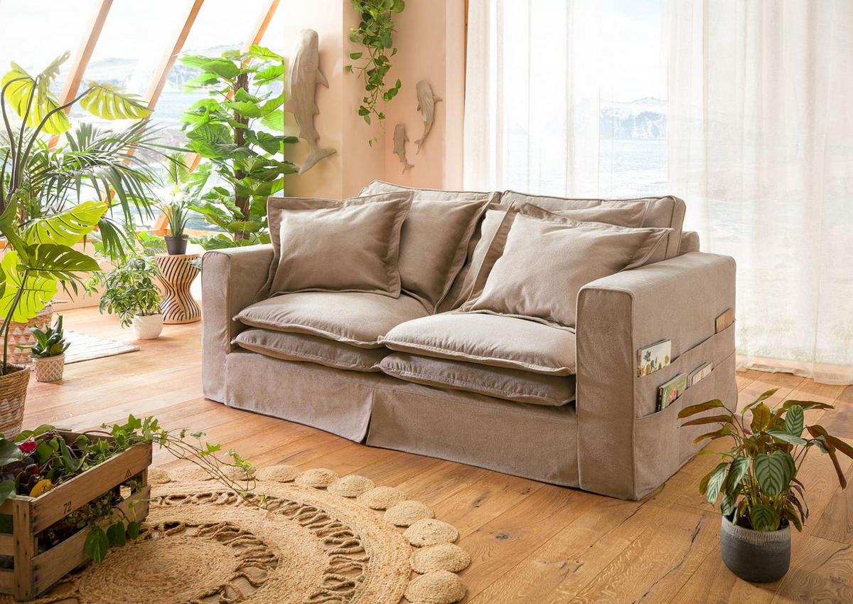 HUSSENSOFA 2-Sitzer 196x108x76 beige KINGSTON - Beige, Textil (196/76/108cm) - Massivmoebel24