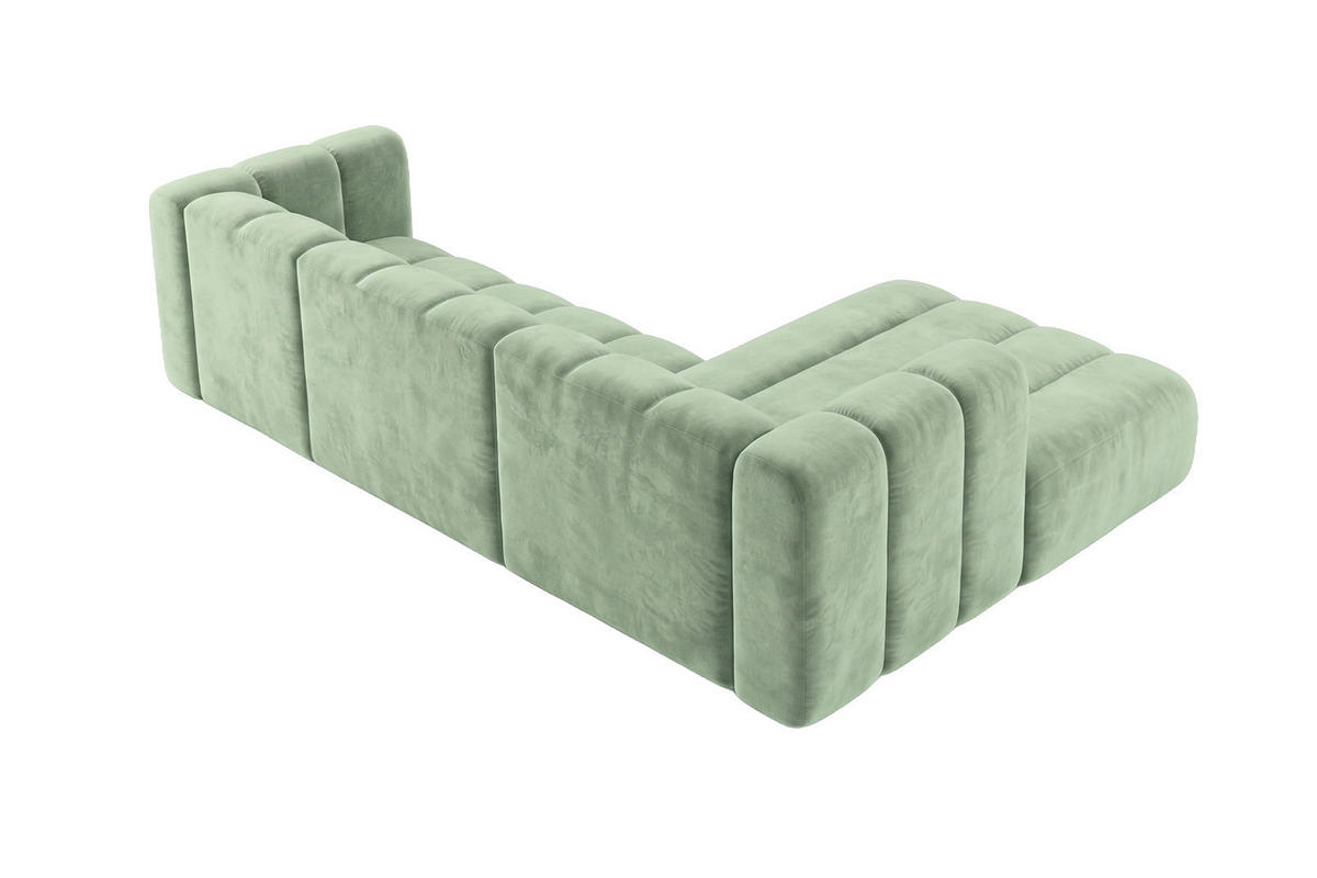 ECKSOFA Modulares In L-Form, Velvet-Stoff Riviera, Mintz, Rechts, GRAND 287 cm - Mintgrün, Holz (287/179cm) - Kaiser Möbel