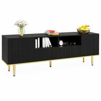 TV STOLEK černý se zásuvkami a zlatými nohami, do obývacího pokoje, 165×36×55 cm - černá/zlatá, kov/kompozitní dřevo (165/55/36cm) - STILVORA
