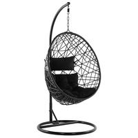 HÄNGESESSEL mit Gestell PE Rattan schwarz 96 cm Alatri - Schwarz, Kunststoff (96/200/96cm) - Beliani