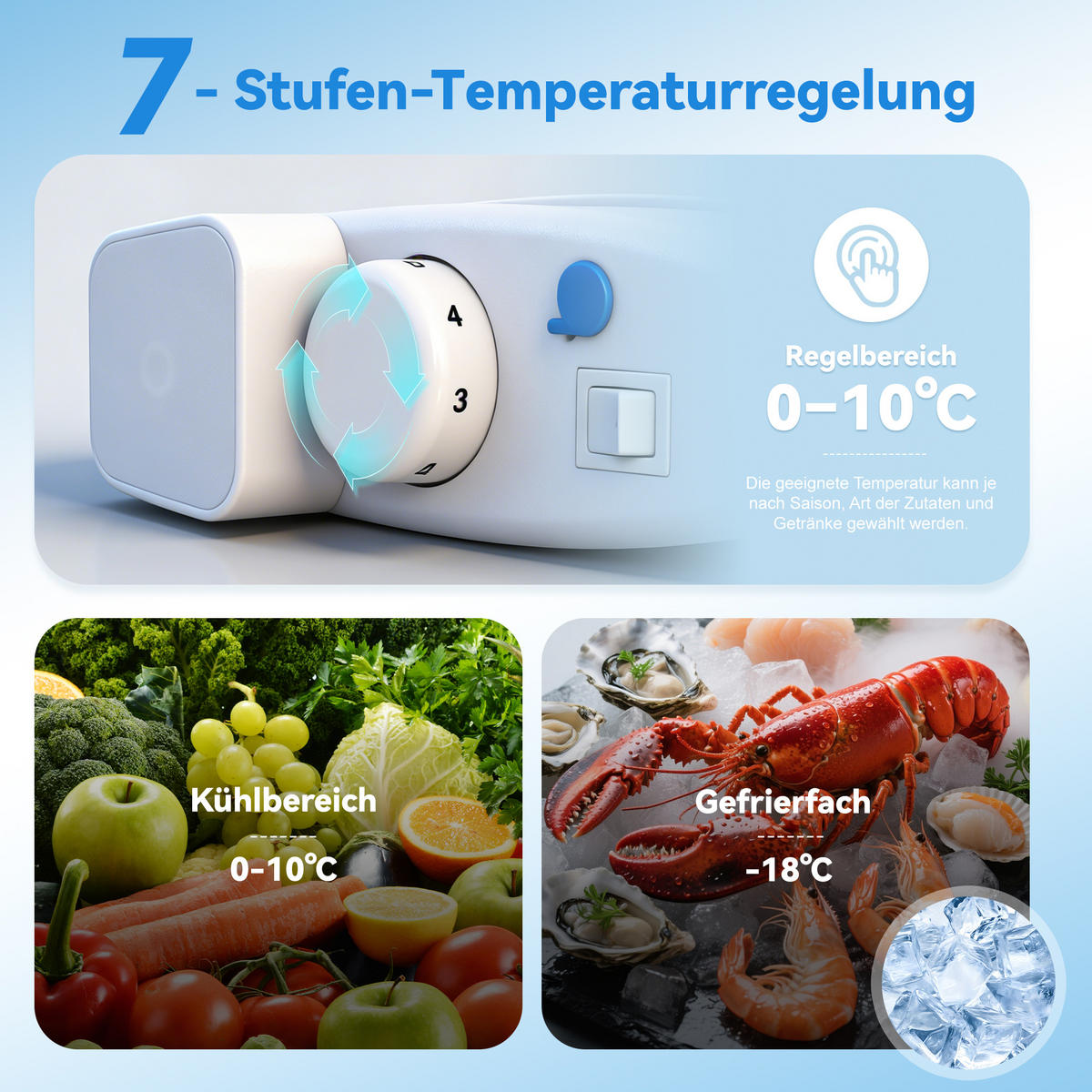 KÜHL-GEFRIER-KOMBINATION 112 l, 72 l Kühlvolumen, 40 l Gefriervolumen, Energieeffizienzklasse E, Cremeweiß - Creme, Metall (48.5/68/41cm) - FOHERE