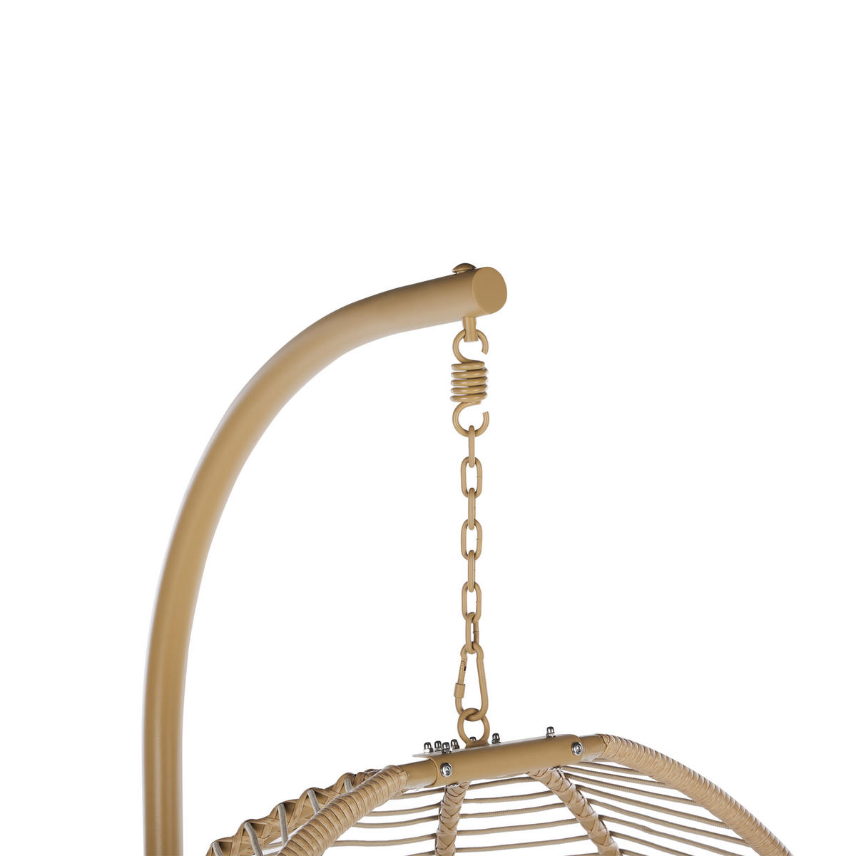 HÄNGESESSEL mit Gestell Flechtseil beige 98/100 cm Arco - Beige, Textil (100/197/98cm) - Beliani