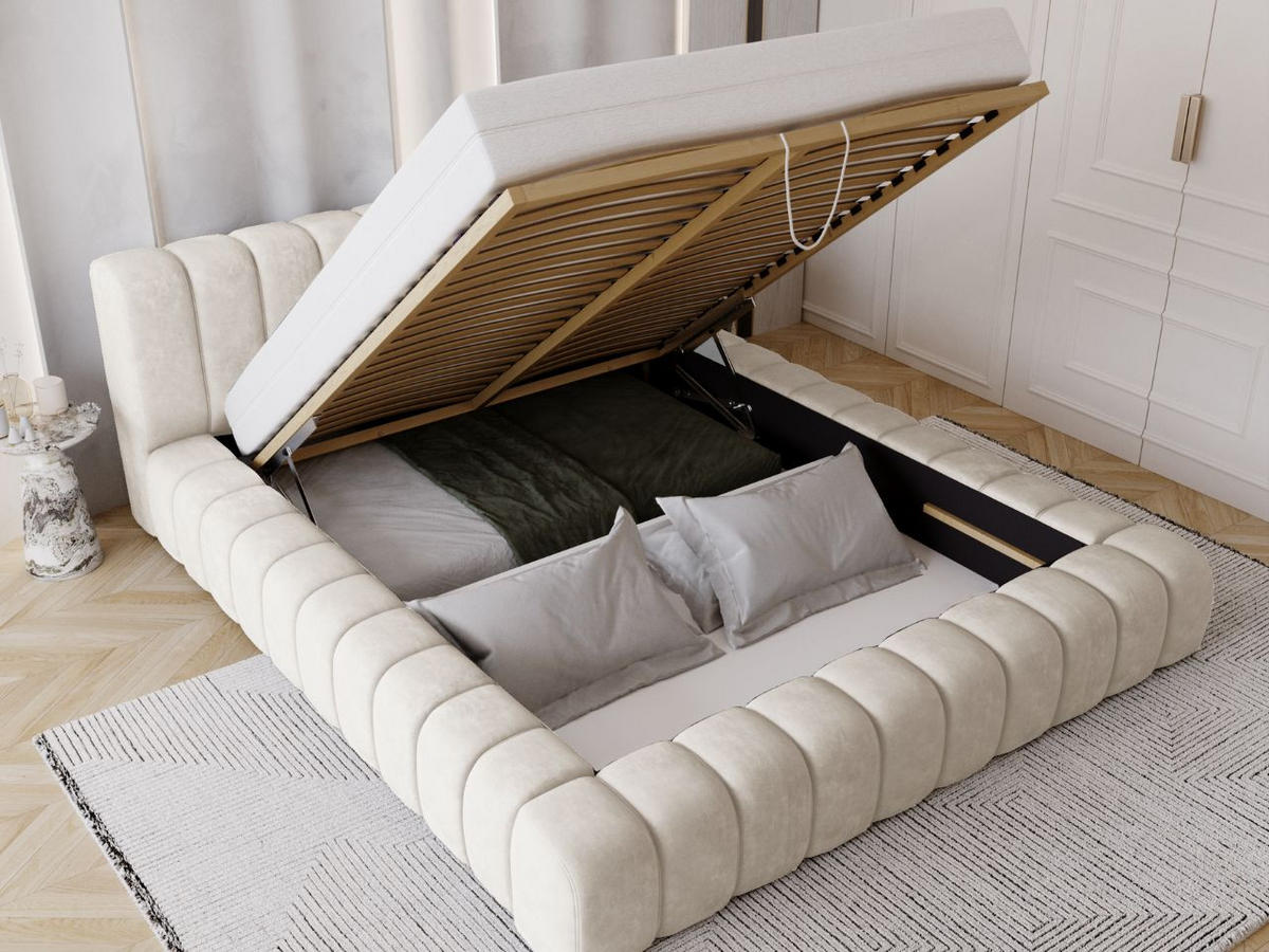 POLSTERBETT Italia 140x200 Cremige - Creme, Textil (140/200cm) - Graingold