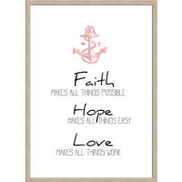 BILD mit Rahmen 51x71 cm Spruch: Faith Hope Love - Beige, Holz (51/71cm) - artissimo