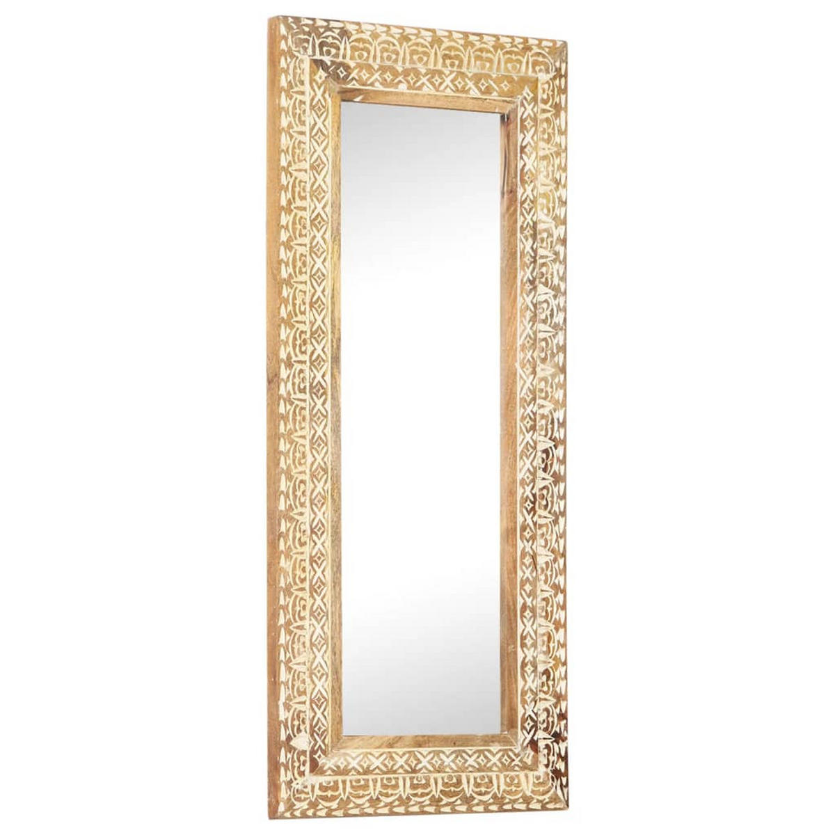 SPIEGEL Handgeschnitzt 110x50x2,6 cm Massivholz Mango - Braun, Holz (50/110/1cm) - furnicato
