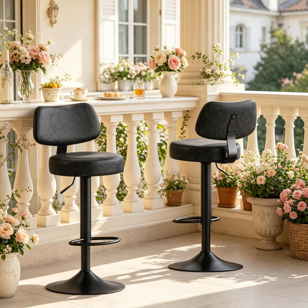 BARHOCKER DE-36212 2er Set mit Kunstlederbezug Anthrazit - Anthrazit, Metall (41/109/41cm) - ComfortXL