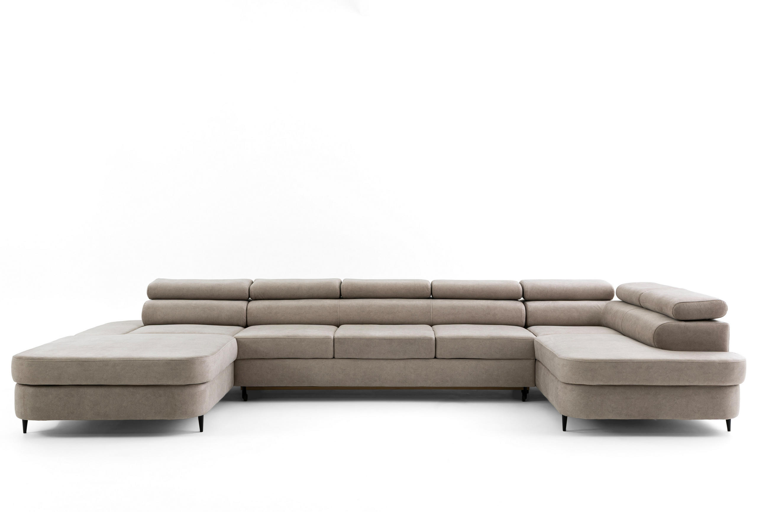 WOHNLANDSCHAFT PRIAM MAXI U – XXL Ecksofa U-form 400 cm inkl. Schlaffunktion, 2 Bettkästen & Kopfteilverstellung Beige - Beige, Holz/Textil (400/91/203cm) - Muffo