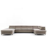 WOHNLANDSCHAFT PRIAM MAXI U – XXL Ecksofa U-form 400 cm inkl. Schlaffunktion, 2 Bettkästen & Kopfteilverstellung Beige - Beige, Holz/Textil (400/91/203cm) - Muffo