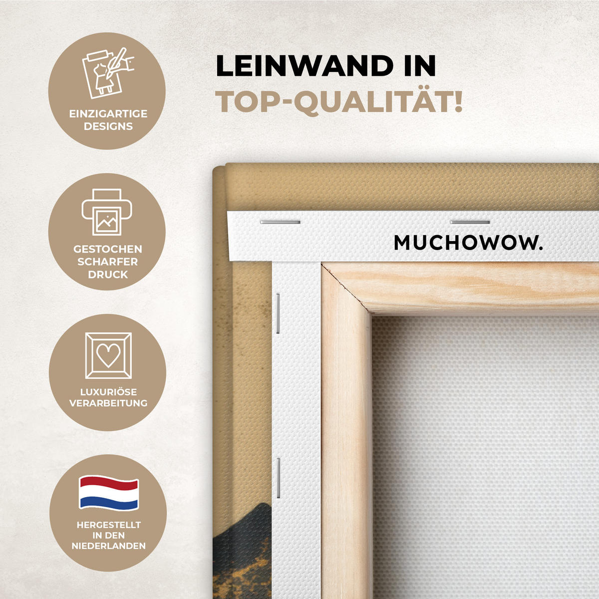 LEINWANDBILD Goldene Berge bei Mondschein Groß 140x90 cm - Goldfarben, Textil (140/90cm) - MuchoWow