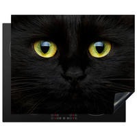 HERDABDECKPLATTE Katze - Augen - Gelb - Schwarz Herdabdeckung Induktionsfeld 65x52 cm - Schwarz, Kunststoff (65/52/0.2cm) - MuchoWow