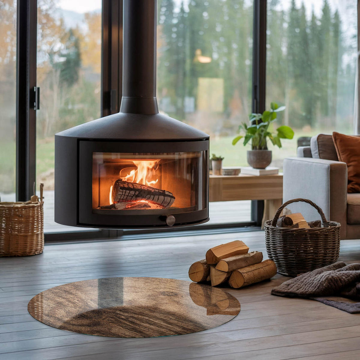 GLASPLATTE für Kamin Ø 80 cm - Braun, Glas (80/80/0.4cm) - TULUP