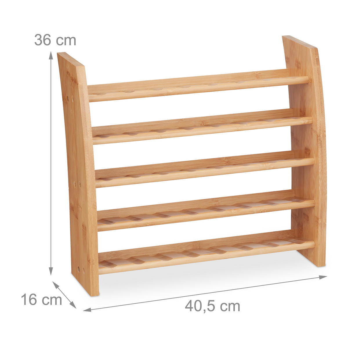 GEWÜRZREGAL - Hellbraun, Holz (40.5/36/16cm) - Relaxdays
