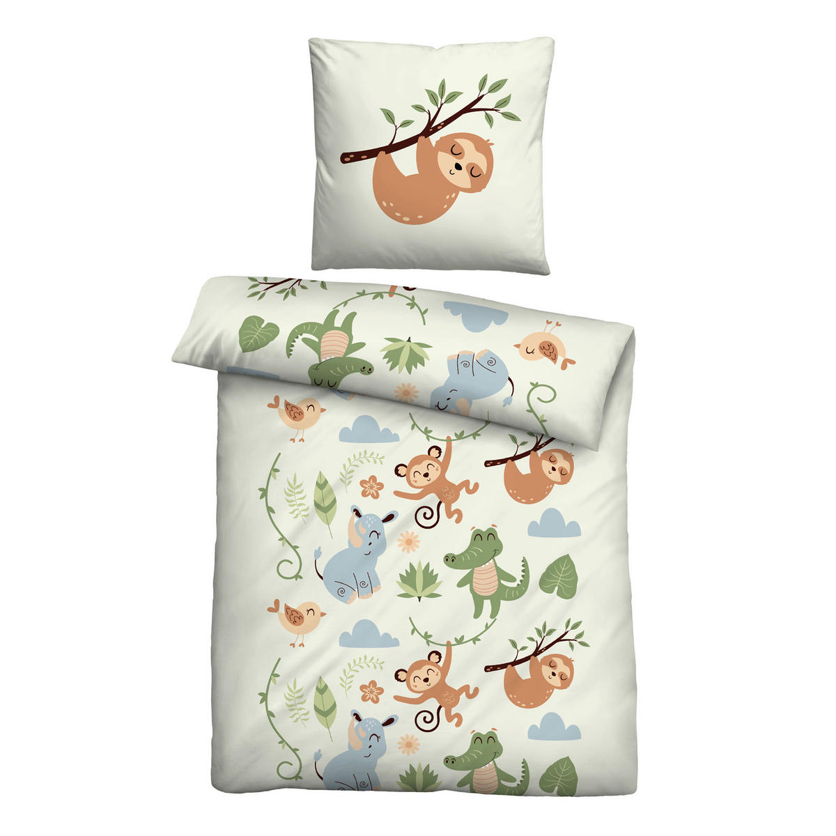 BETTWÄSCHE 2 tlg. mit Motiv 135x200 cm Dschungel - Beige, Textil (135/200cm) - Bestlivings