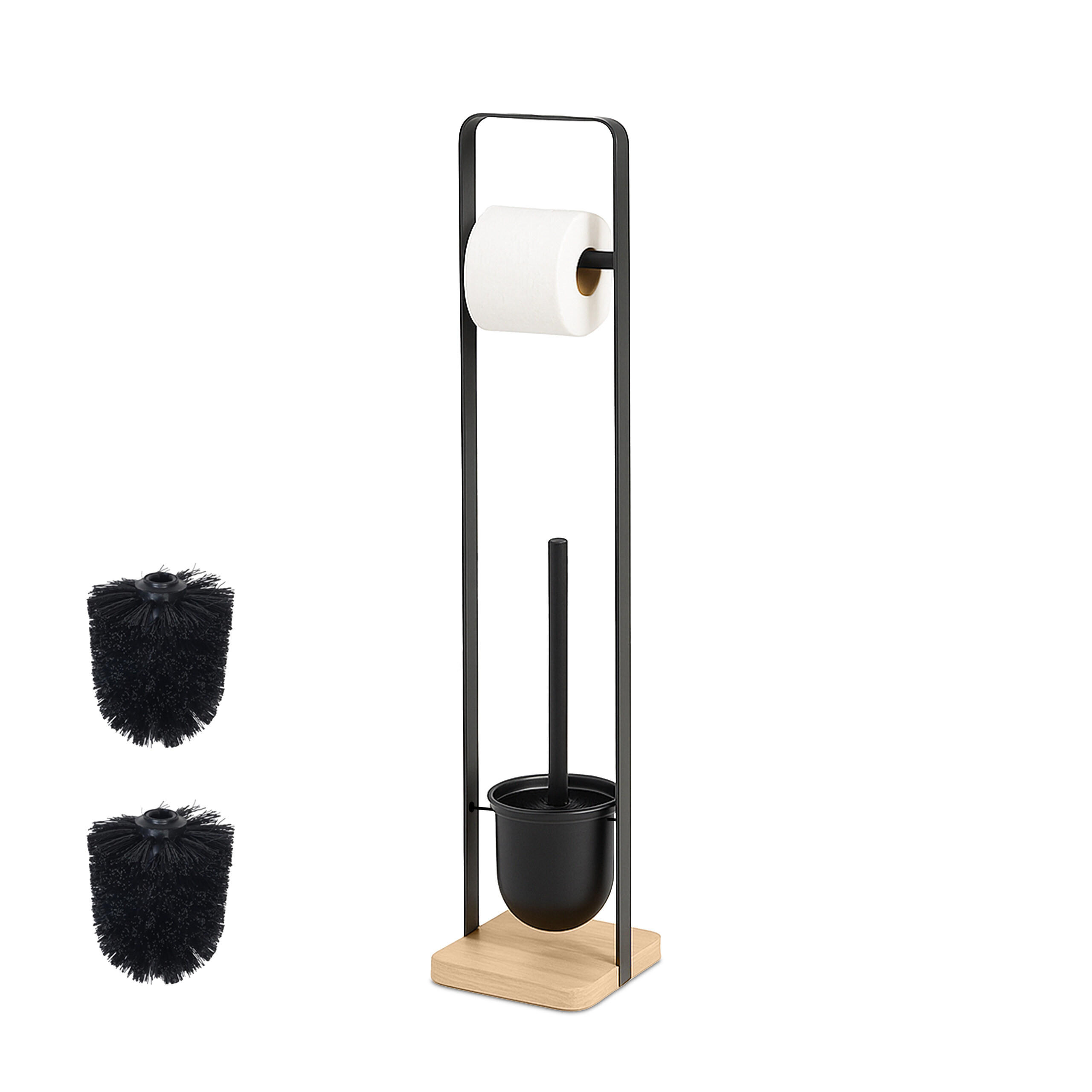 WC-GARNITUR - Schwarz, Holz/Kunststoff (15/72.5/14.5cm) - Relaxdays