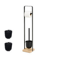 WC-GARNITUR - Schwarz, Holz/Kunststoff (15/72.5/14.5cm) - Relaxdays