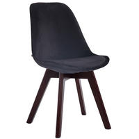 STUHL Samt schwarz - Walnussfarben/Schwarz, Holz/Textil (48/84/55cm) - CLP