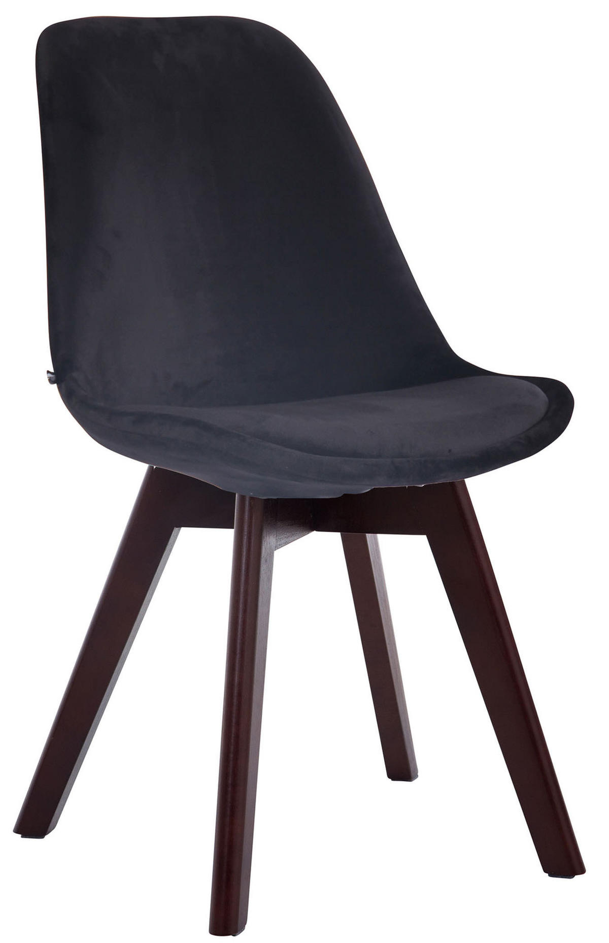 STUHL 4er Set Samt schwarz - Walnussfarben/Schwarz, Holz/Textil (48/84/55cm) - CLP