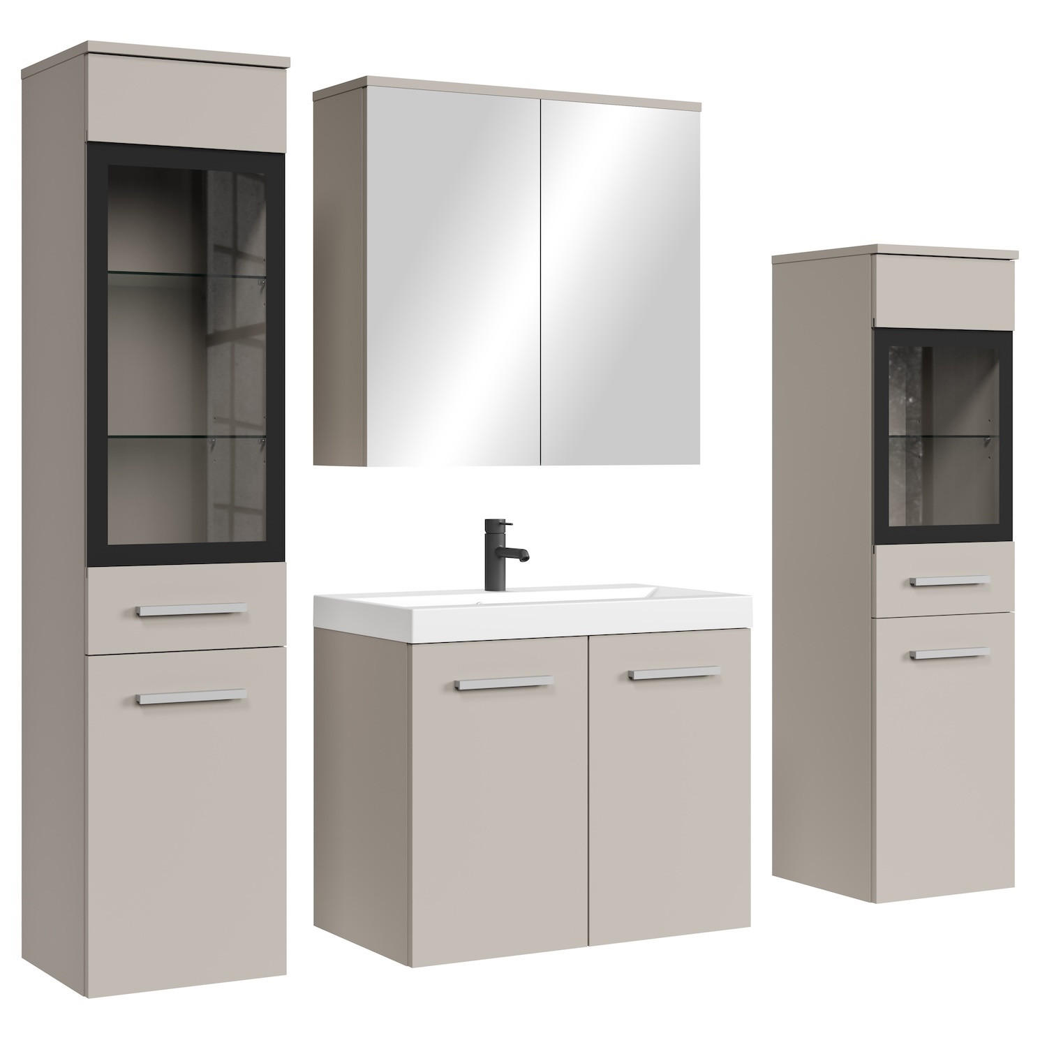 BADMÖBEL-SET Mirano 5 Teile Cashmere - 60 x 35 x 51 cm - Kaschmir, Holz (60/47/35cm) - Badplaats