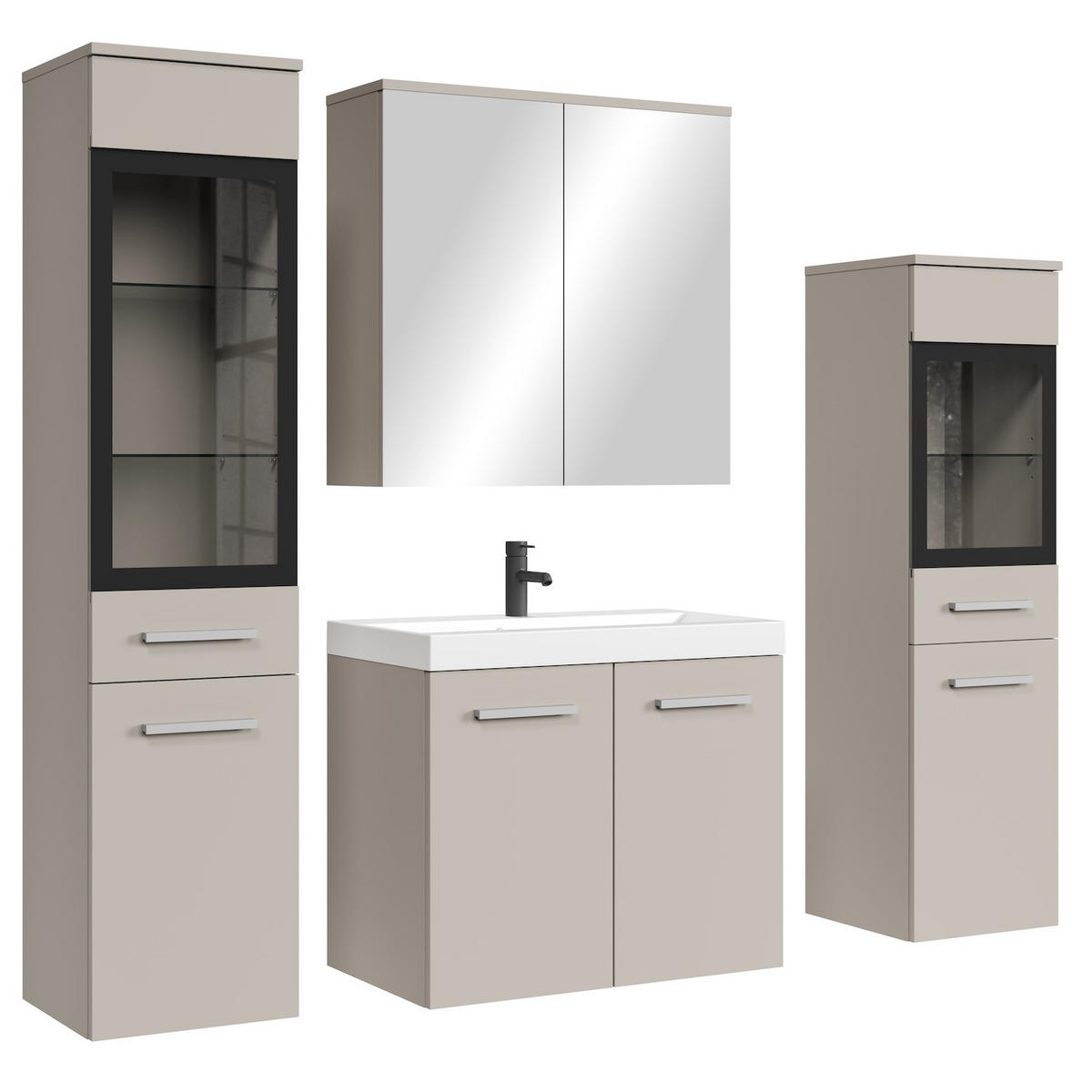 BADMÖBEL-SET Mirano 5 Teile Cashmere - 60 x 35 x 51 cm - Kaschmir, Holz (60/47/35cm) - Badplaats