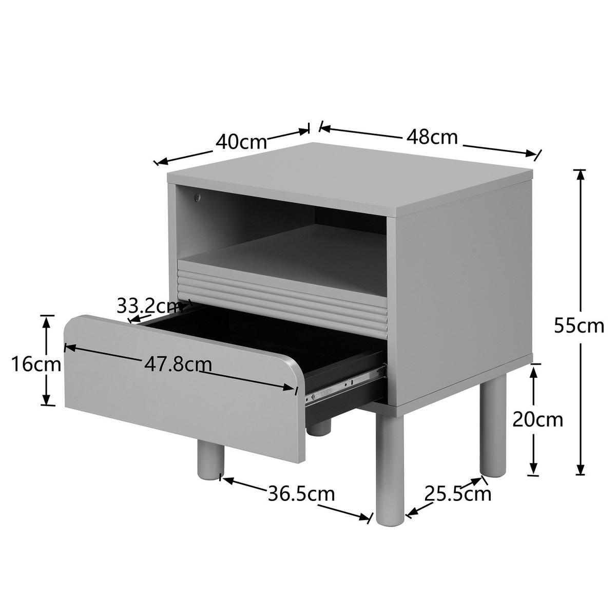 NACHTKOMMODE - Teilmassivholz - Grau, Holzwerkstoff/Metall (48/55/40cm) - home24