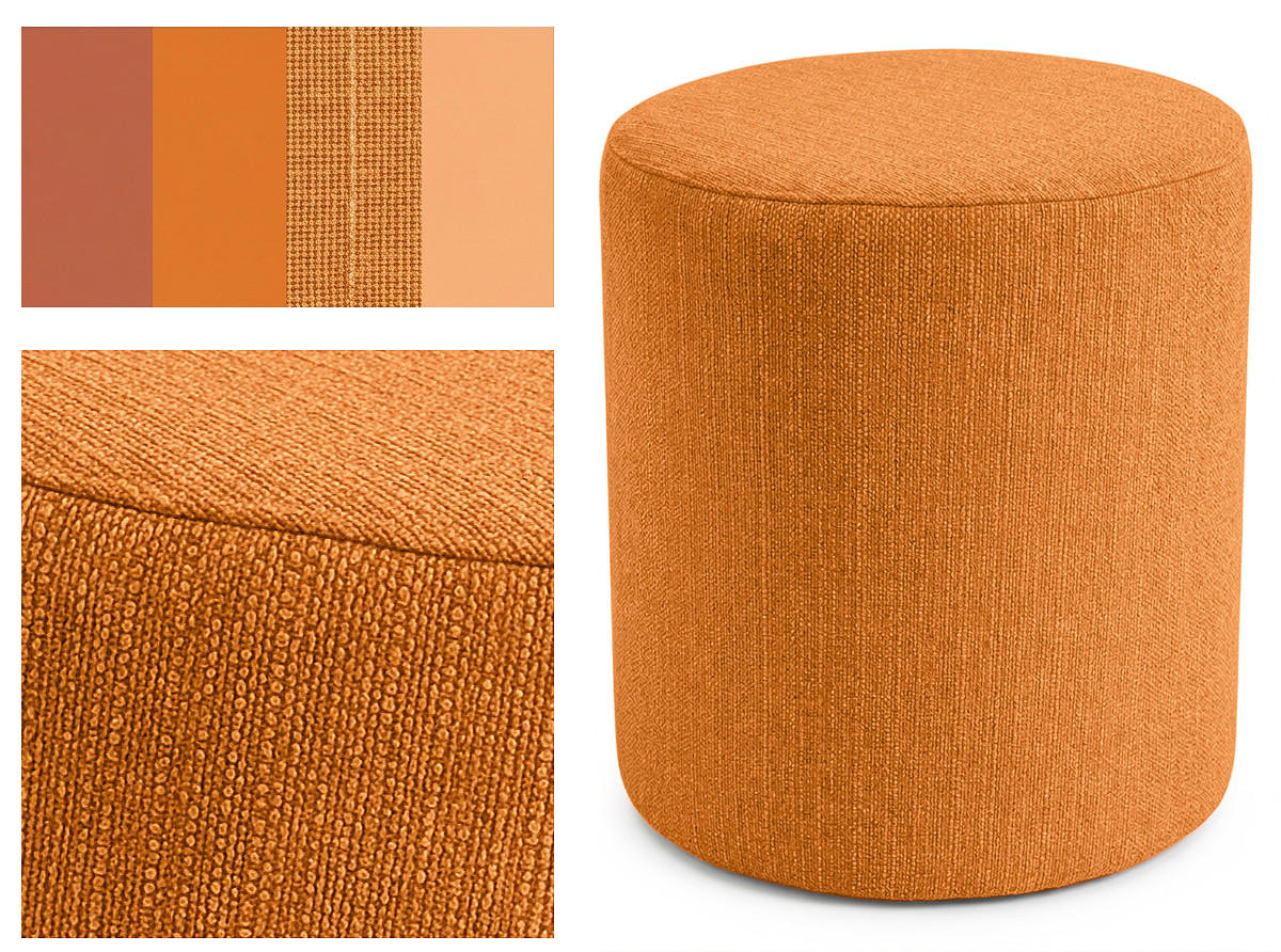 HOCKER M22 Orange 41/45/41 cm rund - Orange, Textil (41/45/41cm) - Livojo