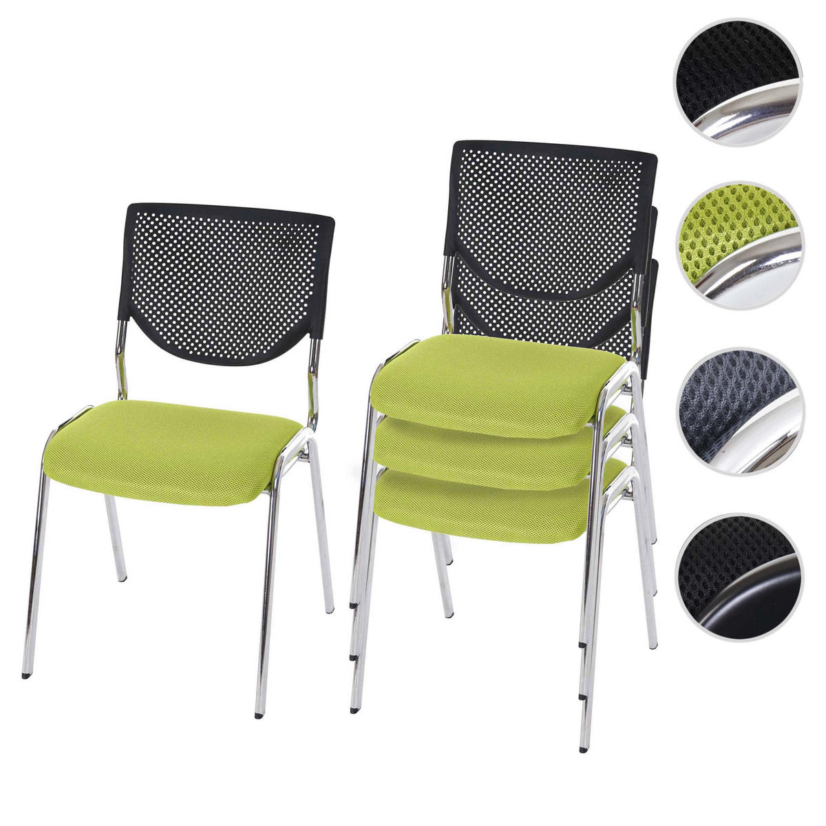 BESUCHERSTUHL Grün 4er-Set - Grün, Textil (49/83/58cm) - MCW