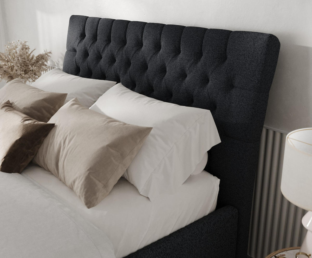 POLSTERBETT Lira 120/200 cm Anthrazit im Riva Stoff - Anthrazit/Naturfarben, Holz/Holzwerkstoff (120/200cm) - AltaBeds