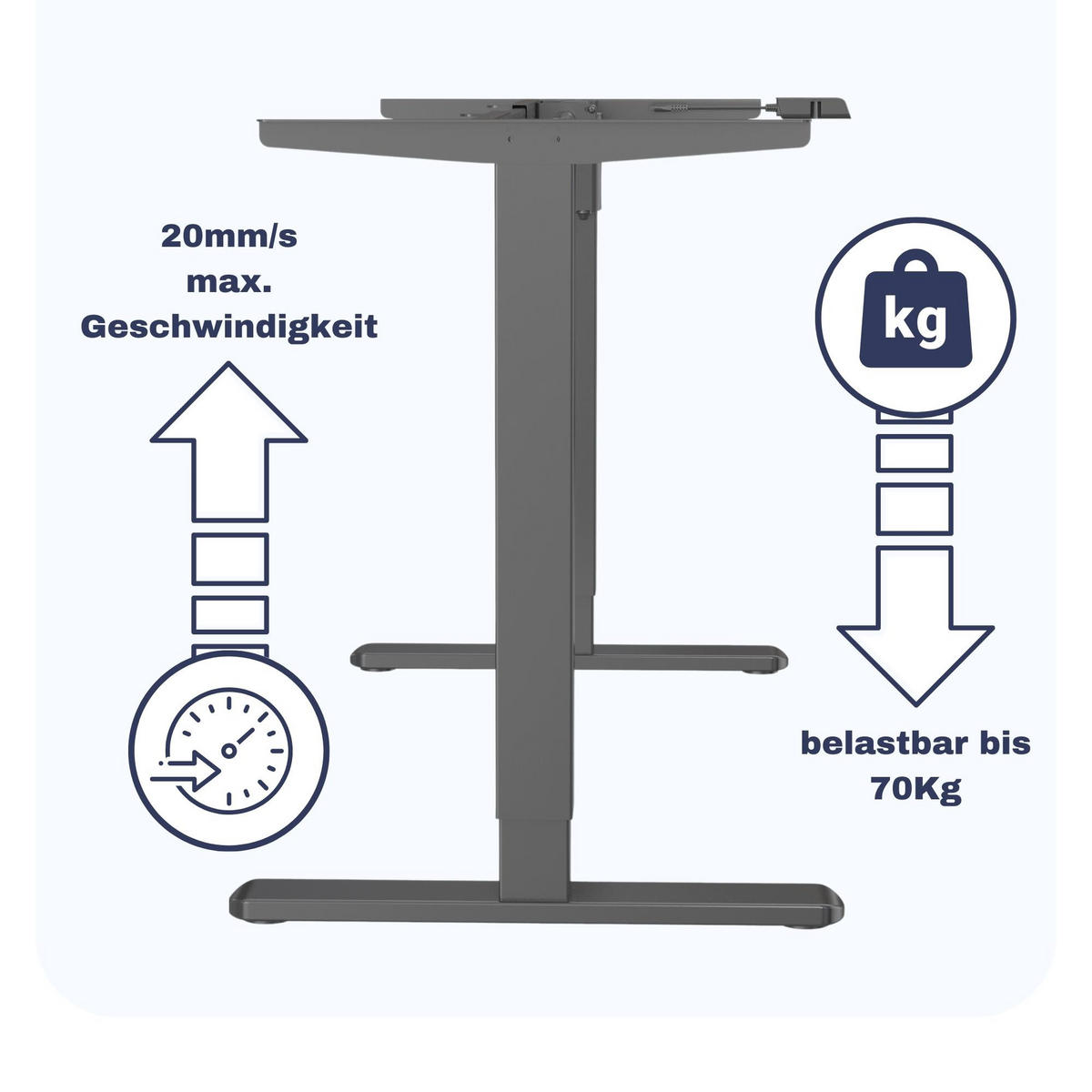 TISCHGESTELL HÖHENVERSTELLBAR UP30 schwarz - Schwarz, Metall (59/135/116cm) - Albatros