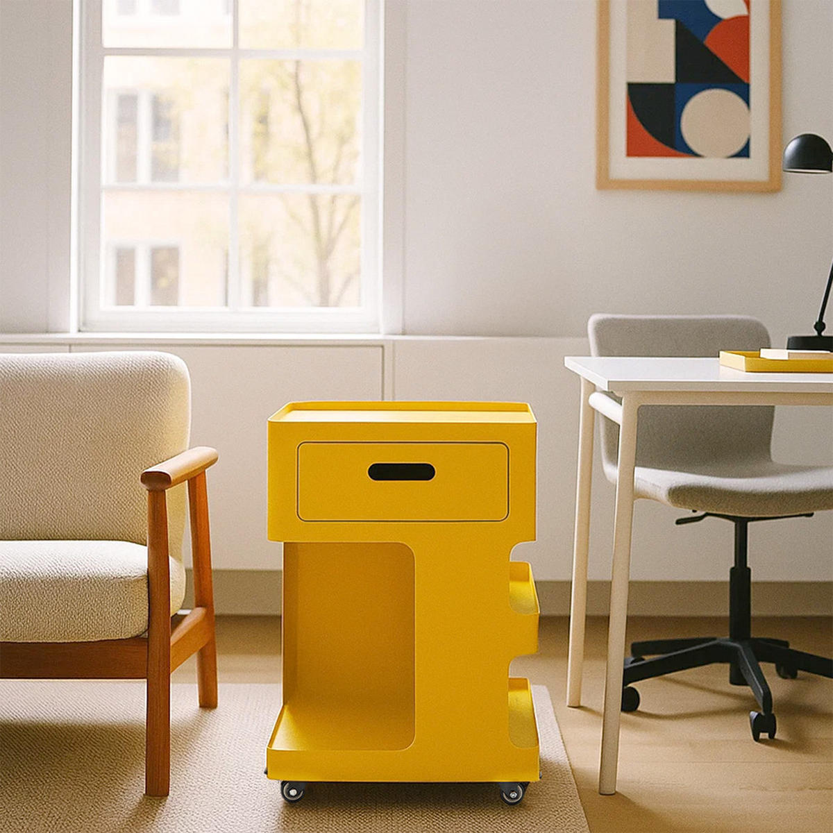 ROLLCONTAINER mit 1 Schublade aus Metall, H60,5 cm - Trolet - Senfgelb - Gelb, Metall (40/60/40cm) - Drawer