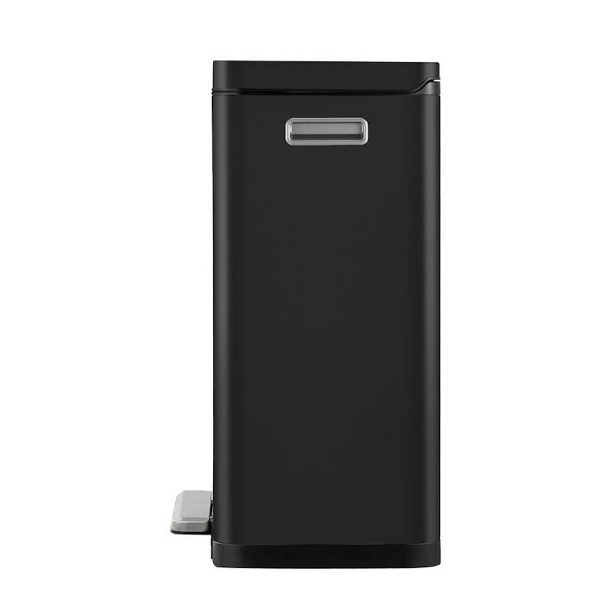 MÜLLEIMER Stilvoller Rechteckiger Mit Extra Breitem Pedal & Gedämpften Stay Open Deckel 65,2 x 43,3 x 33,4 cm 20 & 20 Liter Schwarz - Schwarz, Metall (43.3/65.2/33.4cm) - PROREGAL