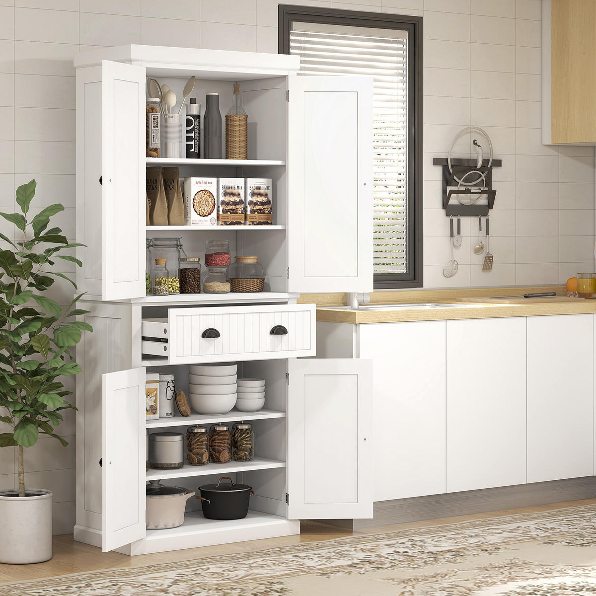 HIGHBOARD DE-11214 4 Türen Weiß - Weiß, Holzwerkstoff (40.2/183/76.2cm) - ComfortXL