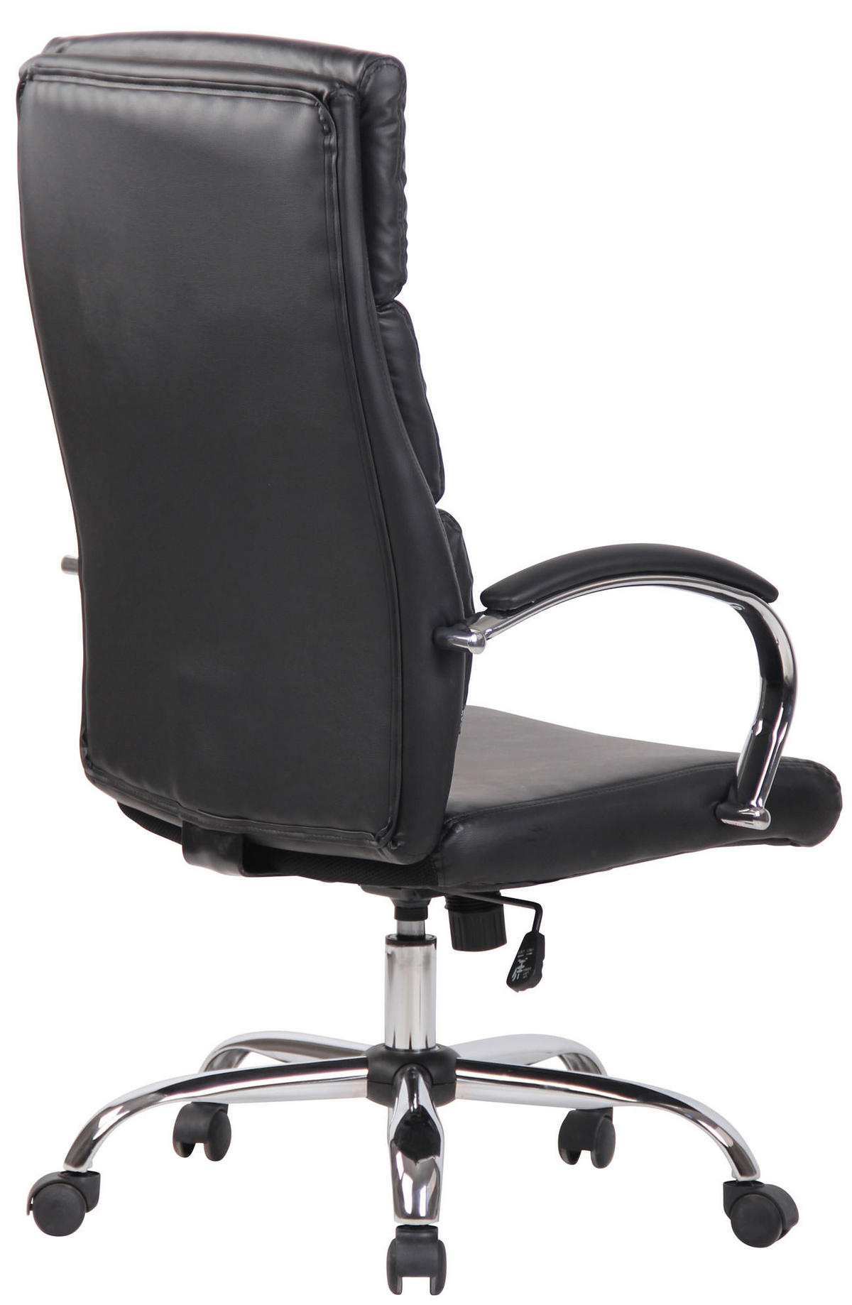 CHEFSESSEL Lederlook schwarz - Chromfarben/Schwarz, Textil/Metall (64/112/70cm) - CLP