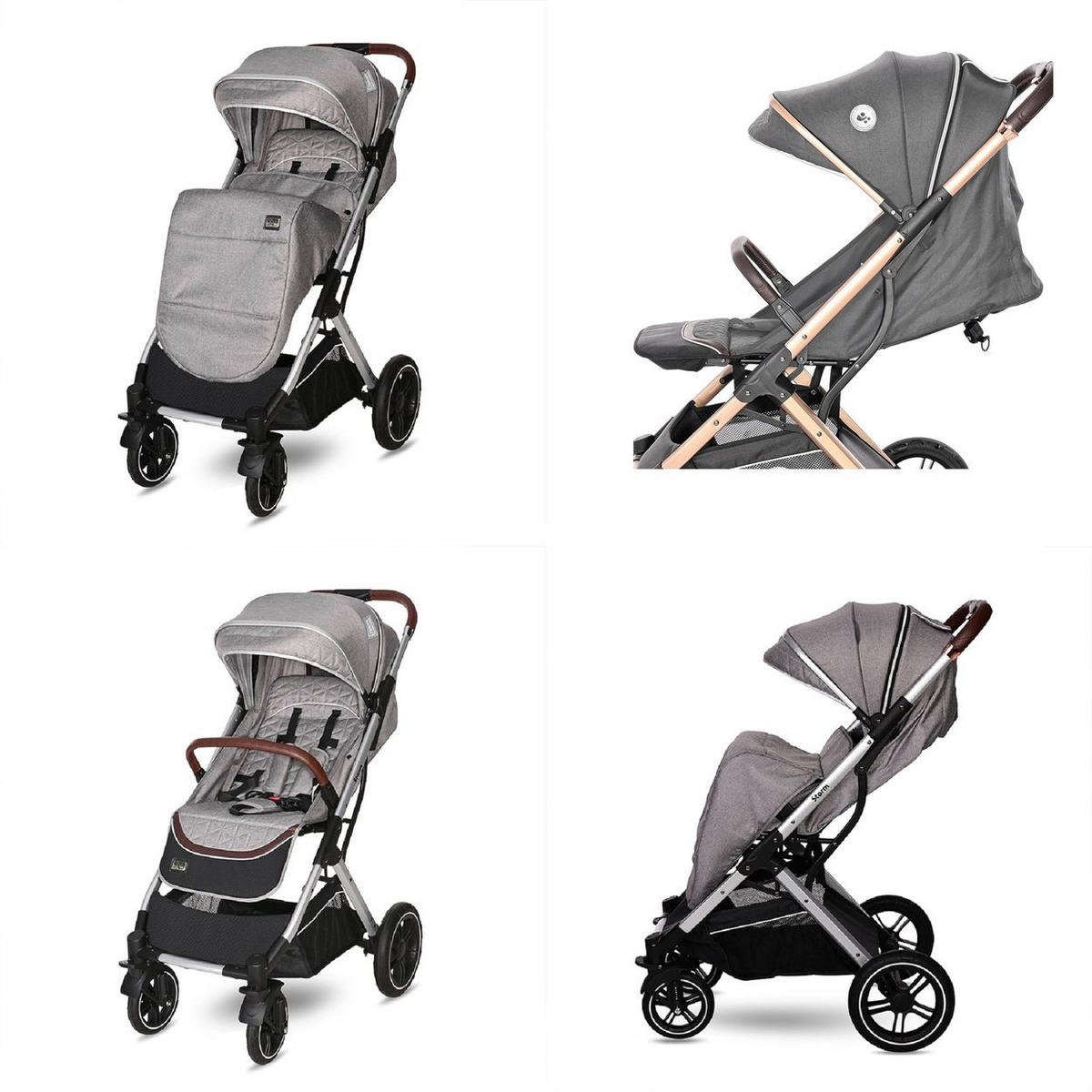 KINDERWAGEN Storm grau/schwarz Buggy, Fußabdeckung, PU-Räder, Sonnendach, verstellbar - Schwarz, Metall (90/54/109cm) - Lorelli