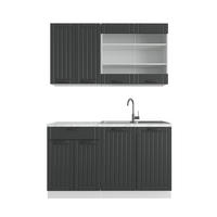 SINGLEKÜCHE Fame-Line Anthrazit Landhaus/Weiß 140 cm ohne AP - Dunkelgrau/Anthrazit, Holzwerkstoff (140/81.6/46cm) - Vicco
