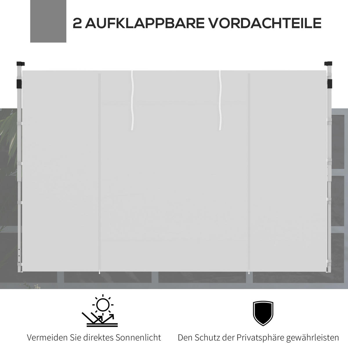 PAVILLONS aus Polyester 295x195 cm in Weiß mit Fenster & Reißverschlusstür - Weiß, Textil (195/195/295cm) - Modfu